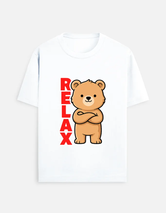 Cute Teddy Bear "RELAX" Graphic Tee | Kawaii Aesthetic Loungewear | Swag Layer — view 2