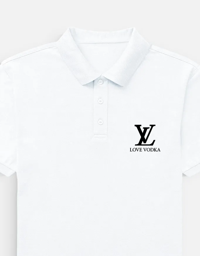 Love Vodka Minimalist Embroidered Polo Shirt | Swag Layer — view 2