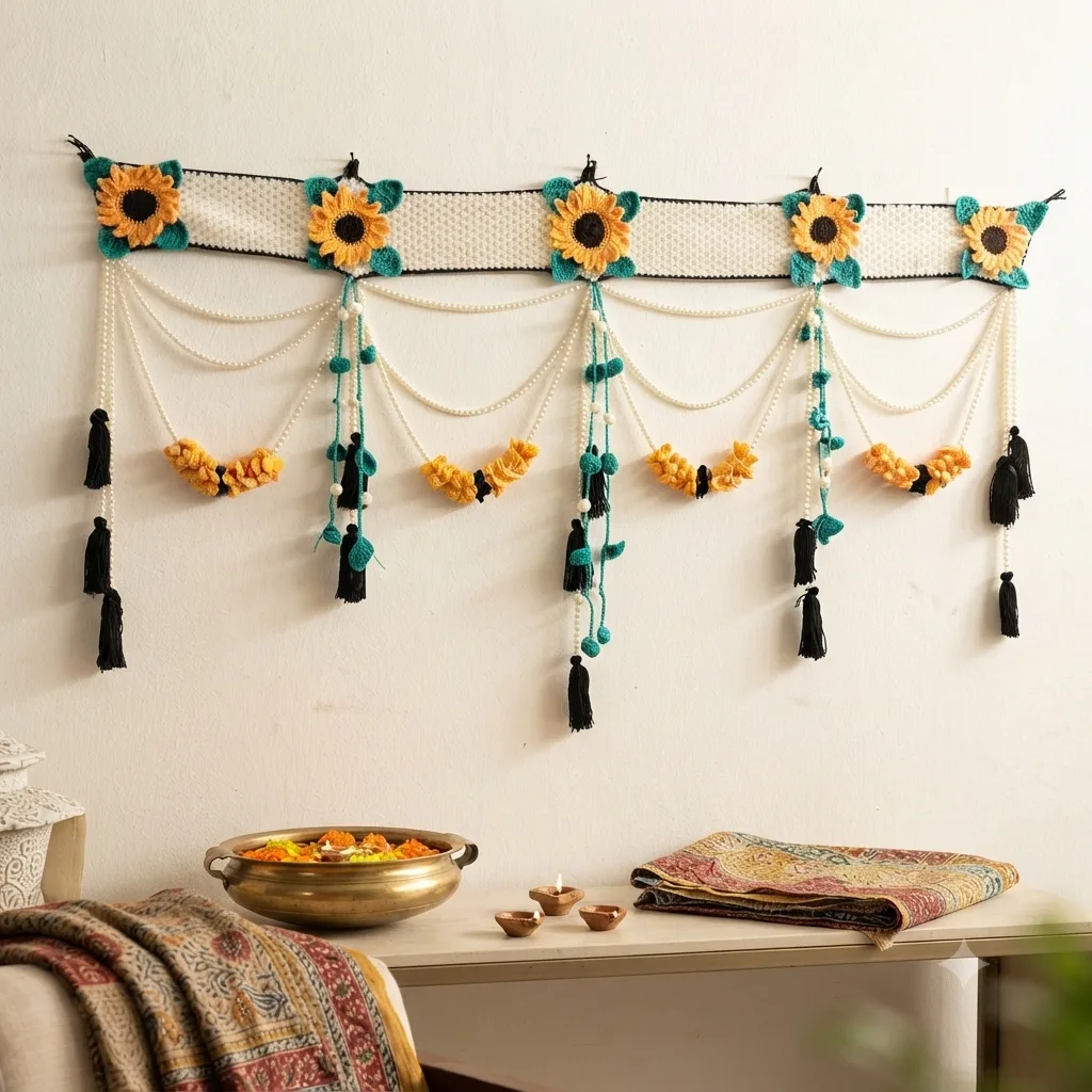 Handcrafted Crochet & Pearl Bandanwar (Toran)